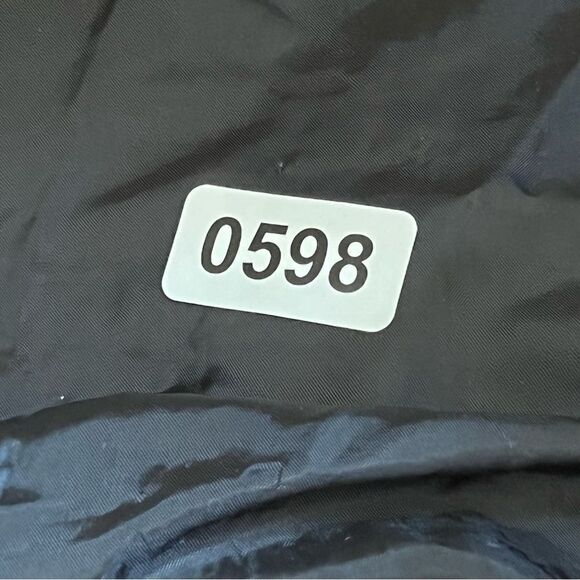 Larry Levine down, puffer coat with fox tail fur trim with flaws womens small - Picture 11 of 11